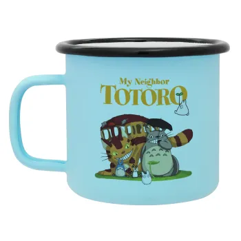 Totoro and Cat, Κούπα Μεταλλική εμαγιέ ΜΑΤ σιέλ 360ml