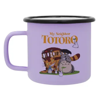 Totoro and Cat, Κούπα Μεταλλική εμαγιέ ΜΑΤ Light Pastel Purple 360ml