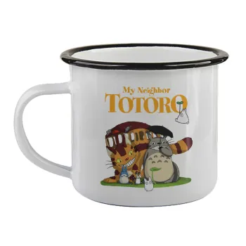 Totoro and Cat, Κούπα εμαγιέ με μαύρο χείλος 360ml