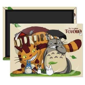 Totoro and Cat, Ορθογώνιο μαγνητάκι ψυγείου διάστασης 9x6cm