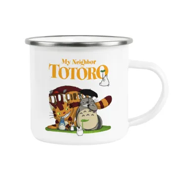 Totoro and Cat, Κούπα Μεταλλική εμαγιέ λευκη 360ml