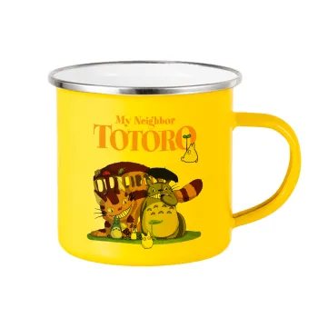 Totoro and Cat, Κούπα Μεταλλική εμαγιέ Κίτρινη 360ml