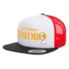 Adult Foam Flat Snapback with Mesh Black-White-Red (POLYESTER, ADULT, UNISEX, ONE SIZE)
