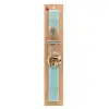 Easter Set, wooden keychain & aromatic flat Easter candle (30cm) (TURQUOISE)