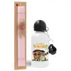 Easter Set, metallic aluminum bottle (500ml) & aromatic flat Easter candle (30cm) (PINK)