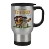 Stainless steel travel mug with lid, double wall 450ml