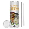 Tumbler stainless steel 600ml, with metal straw & cleaning brush