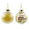 Transparent Christmas tree ball ornament with gold filling 8cm