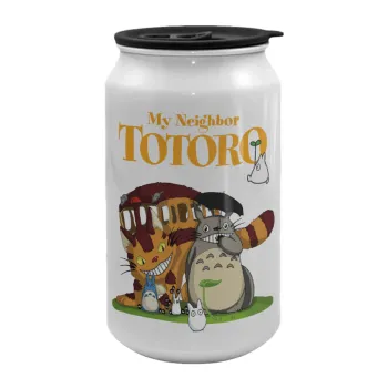 Totoro and Cat, Κούπα ταξιδιού μεταλλική με καπάκι (tin-can) 500ml