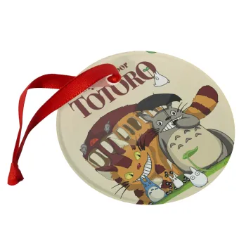 Totoro and Cat, Christmas ornament glass 9cm