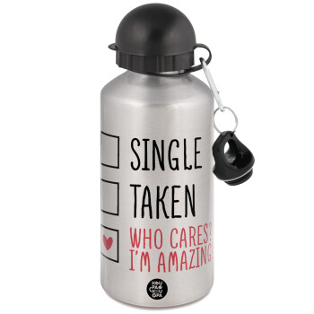 Single, Taken, Who cares i'm amazing, Metallic water jug, Silver, aluminum 500ml