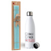 Easter Set, metallic stainless steel water bottle (750ml) & aromatic flat Easter candle (30cm) (TURQUOISE)