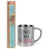 Easter Set, metallic thermal cup (300ml) & aromatic flat Easter candle (30cm) (TURQUOISE)