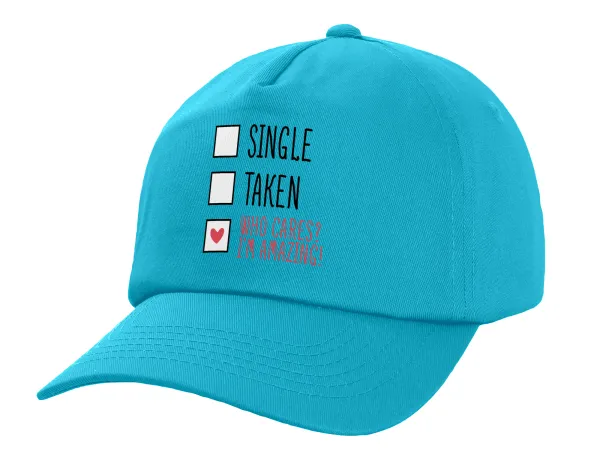 Single — Καπέλο Ενηλίκων Baseball, 100% Βαμβακερό,  Γαλάζιο (ΒΑΜΒΑΚΕΡΟ, ΕΝΗΛΙΚΩΝ, UNISEX, ONE SIZE)