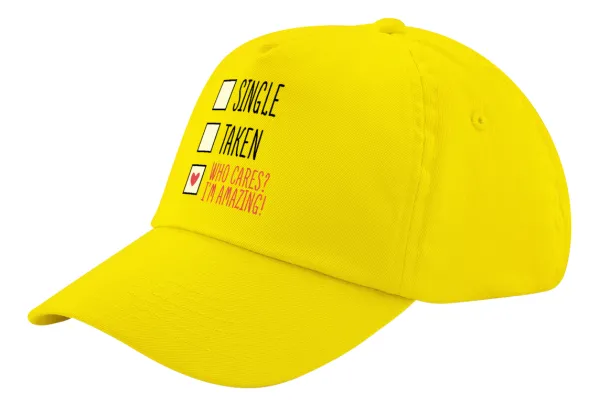 Single — Child's Baseball Cap, 100% Cotton Twill, Yellow (COTTON, CHILD, UNISEX, ONE SIZE)