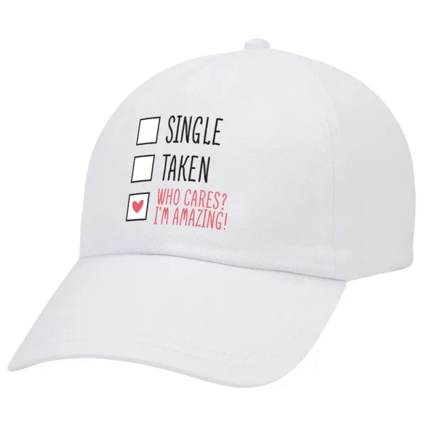 Single — Adult Baseball Cap White 5-panel (POLYESTER, ADULT, UNISEX, ONE SIZE)