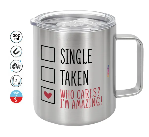 Single — Double-walled stainless steel mug 300ml with temperature-retaining lid