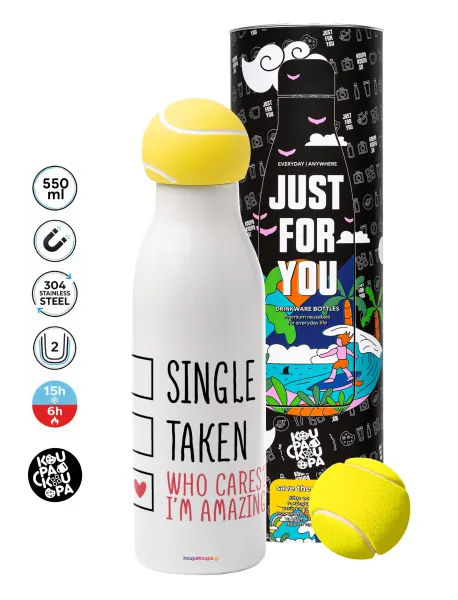 Single — Tennis ball Metal mug thermos White, double wall, 550ml