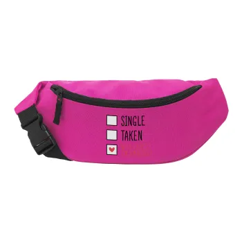 Single, Taken, Who cares i'm amazing, Unisex waist bag (banana) in PINK color with 2 pockets