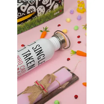 Single, Taken, Who cares i'm amazing, Πασχαλινή Λαμπάδα με παγούρι μεταλλικό (620ml, stainless steel) & κερί αρωματικό πλακέ (30cm) (ΡΟΖ)