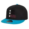 Καπέλο παιδικό Flat Snapback, Μαύρο/Μπλε (100% ΒΑΜΒΑΚΕΡΟ, ΠΑΙΔΙΚΟ, UNISEX, ONE SIZE)