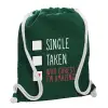 Backpack pouch GYMBAG BOTTLE GREEN, with pocket (40x48cm) & thick white cords