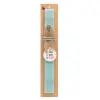 Easter Set, wooden keychain & aromatic flat Easter candle (30cm) (TURQUOISE)