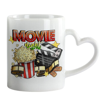 Movie night, Mug heart handle, ceramic, 330ml