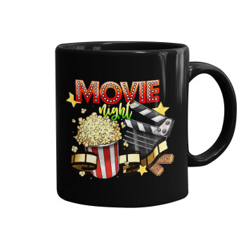 Movie night, Mug black, ceramic, 330ml