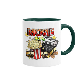Movie night, Mug colored green, ceramic, 330ml