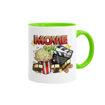 Movie night, Mug colored light green, ceramic, 330ml