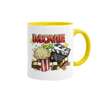 Movie night, Mug colored yellow, ceramic, 330ml