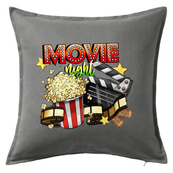 Movie night, Sofa cushion Grey 50x50cm includes filling