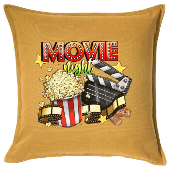 Movie night, Sofa cushion YELLOW 50x50cm includes filling