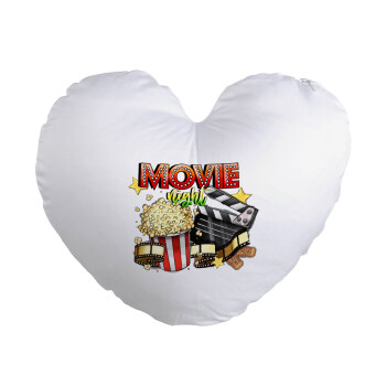 Movie night, Μαξιλάρι καναπέ καρδιά 40x40cm περιέχεται το  γέμισμα