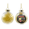 Transparent Christmas tree ball ornament with gold filling 8cm