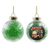 Transparent Christmas tree ball ornament with green filling 8cm