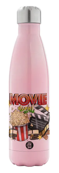 Movie night — Metal mug thermos Pink Iridiscent (Stainless steel), double wall, 500ml