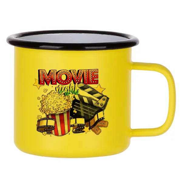 Movie night — Κούπα Μεταλλική εμαγιέ ΜΑΤ Κίτρινη 360ml