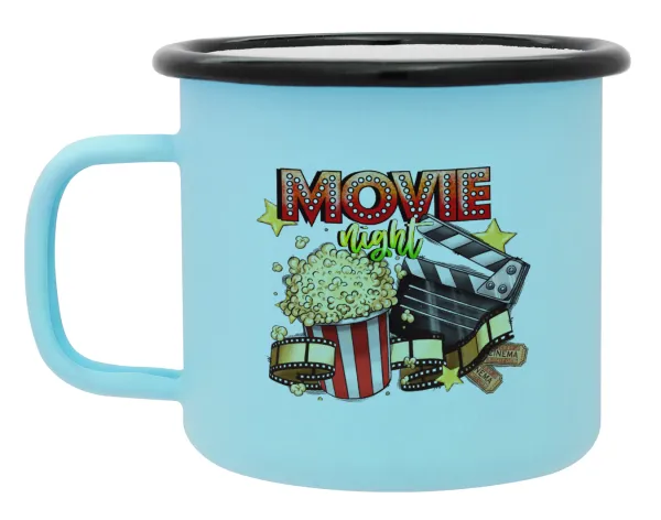Movie night — Κούπα Μεταλλική εμαγιέ ΜΑΤ σιέλ 360ml