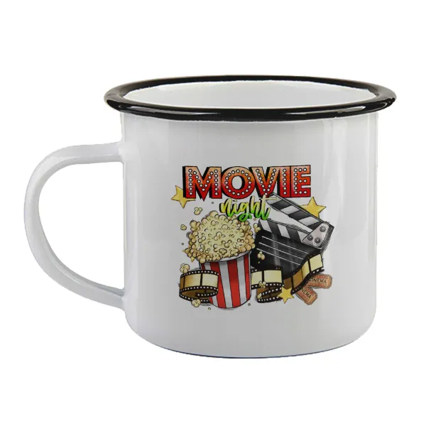 Movie night — Enamel mug with black rim, 360ml