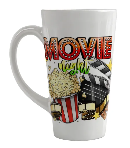 Movie night — Large tapered latte mug, ceramic, 450ml