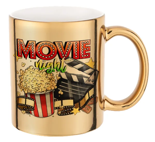 Movie night — Mug ceramic, gold mirror, 330ml