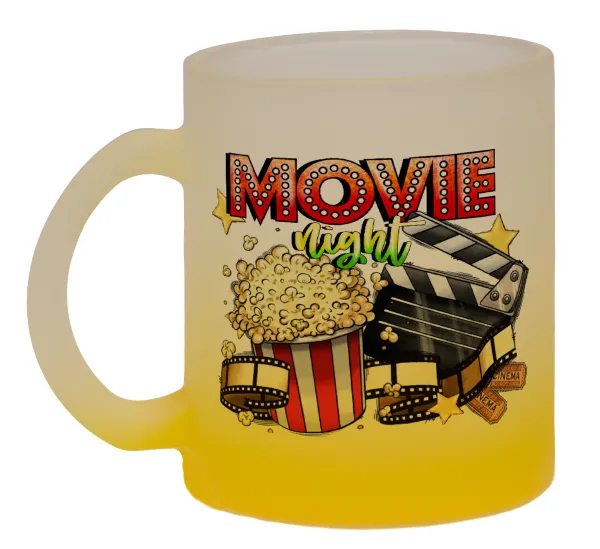 Movie night — Κούπα γυάλινη δίχρωμη με βάση το κίτρινο ματ, 330ml
