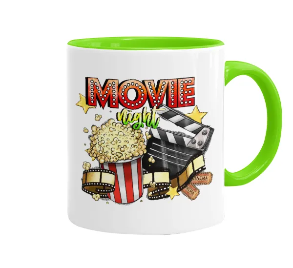 Movie night — Mug colored light green, ceramic, 330ml