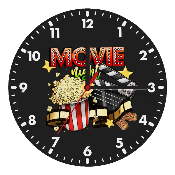 Movie night — Ρολόι τοίχου ξύλινο (20cm)