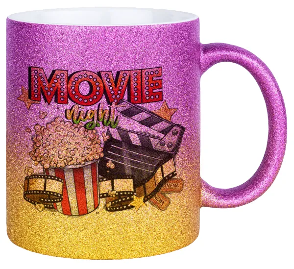 Movie night — Κούπα Χρυσή/Ροζ Glitter, κεραμική, 330ml