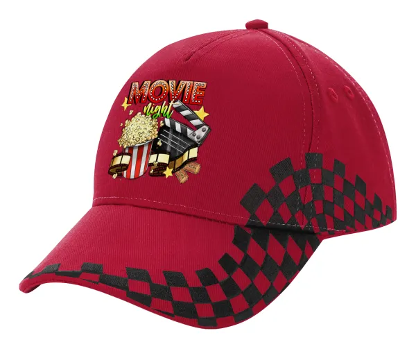 Movie night — Adult Cap RACING Ultimate Red/Black, (100% COTTON DRILL, ADULT, UNISEX, ONE SIZE ADULT)