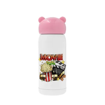 Movie night, Pink stainless steel thermal flask, 320ml