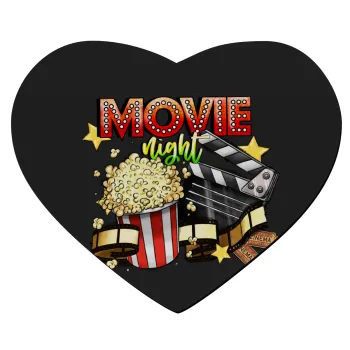 Movie night, Mousepad heart 23x20cm
